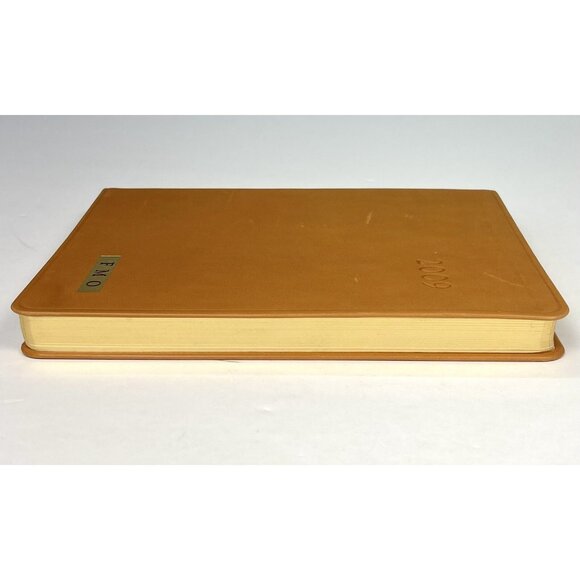 VTG Unused 2009 The Vertical DESK DIARY Camel Leather Gilded Personalized FMO - Picture 7 of 7